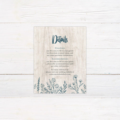 Blue Floral Frame Details Cards - goprintplus