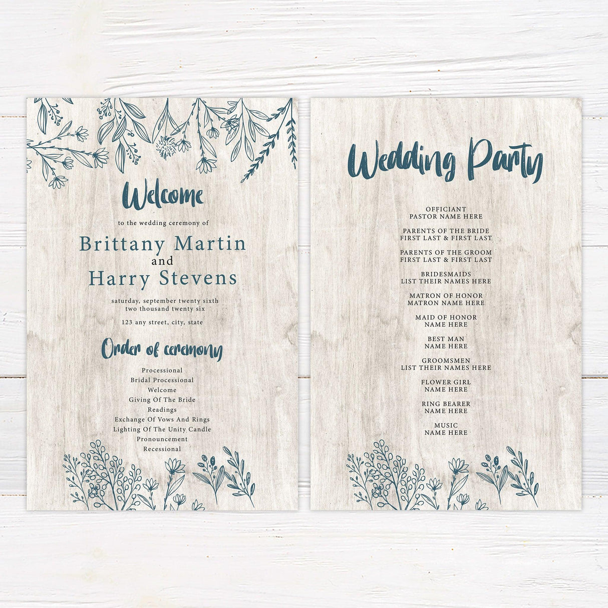 Blue Floral Frame Invitations - goprintplus