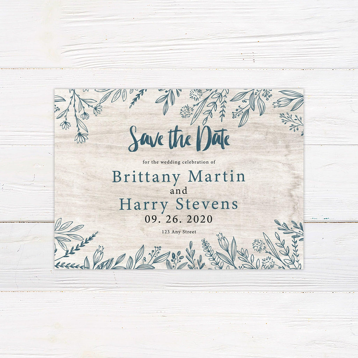 Blue Floral Frame Invitations - goprintplus