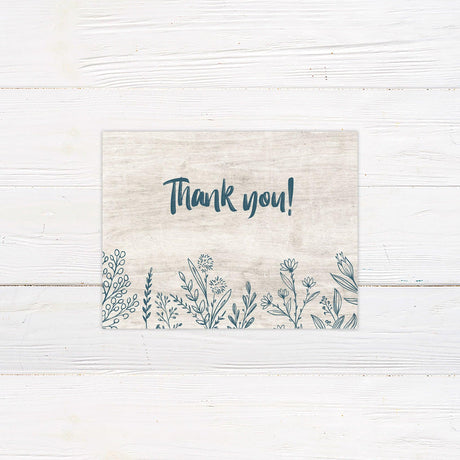 Blue Floral Frame Thank You Card - goprintplus