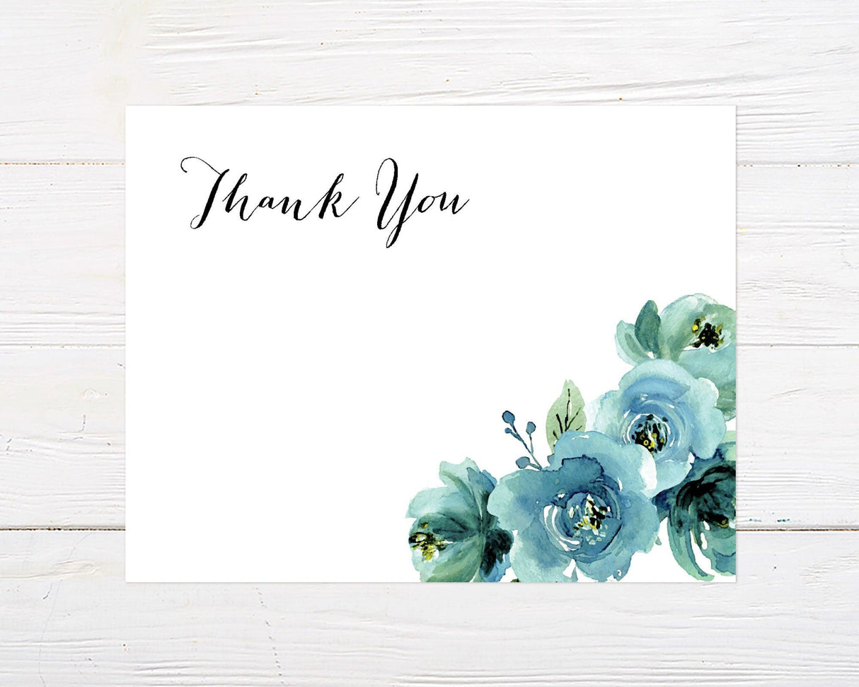 Blue Floral Thank You Card - goprintplus