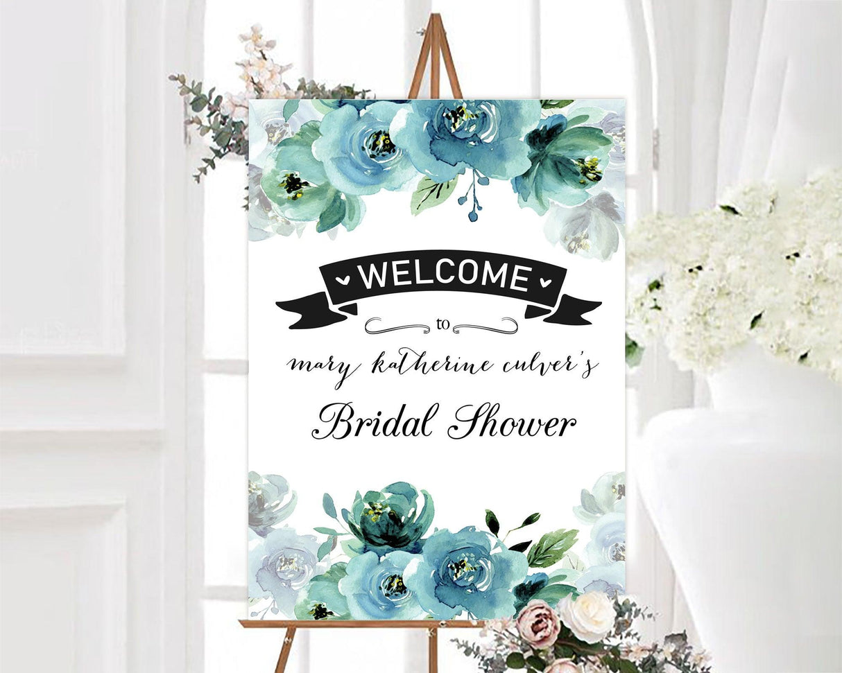 Blue Floral Shower Invitation - goprintplus