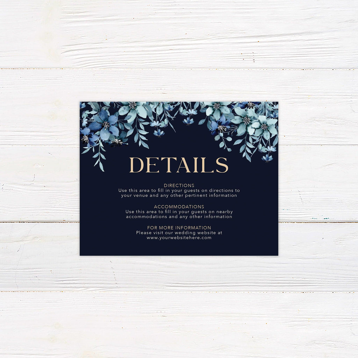 Blue Floral Top Details Cards - goprintplus