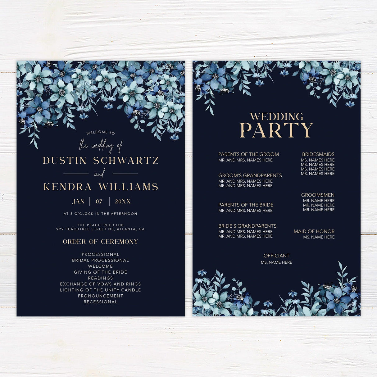 Blue Floral Top Invitations - goprintplus