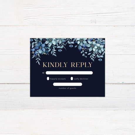 Blue Floral Top Invitations - goprintplus