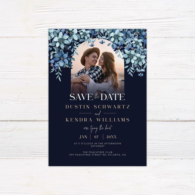 Blue Floral Top Save The Date - goprintplus