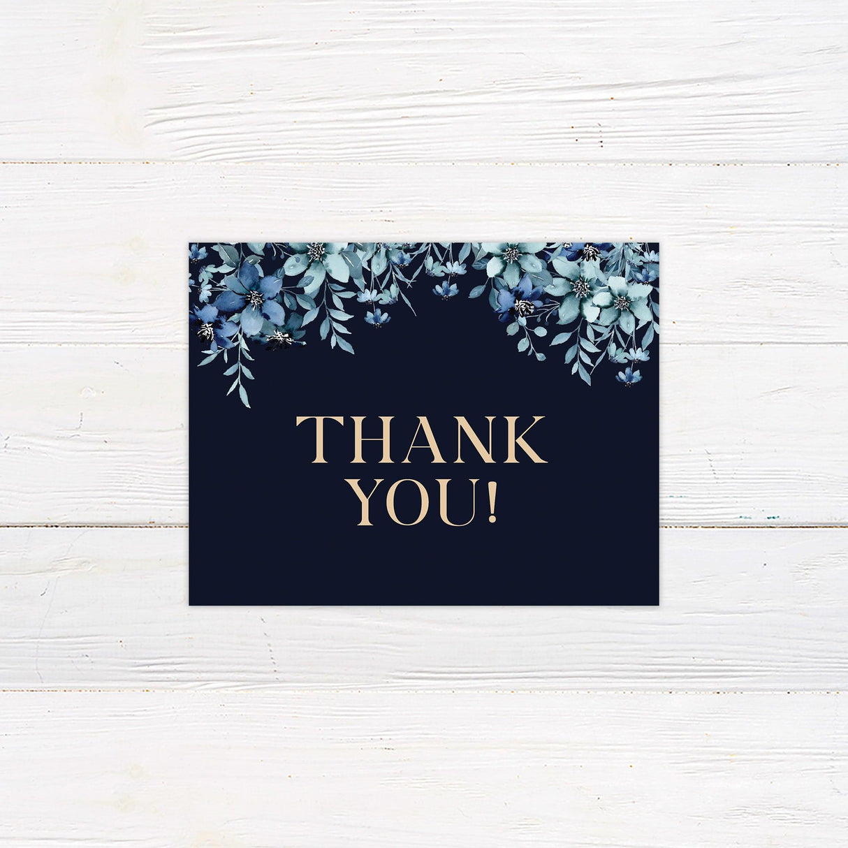 Blue Floral Top Thank You Card - goprintplus