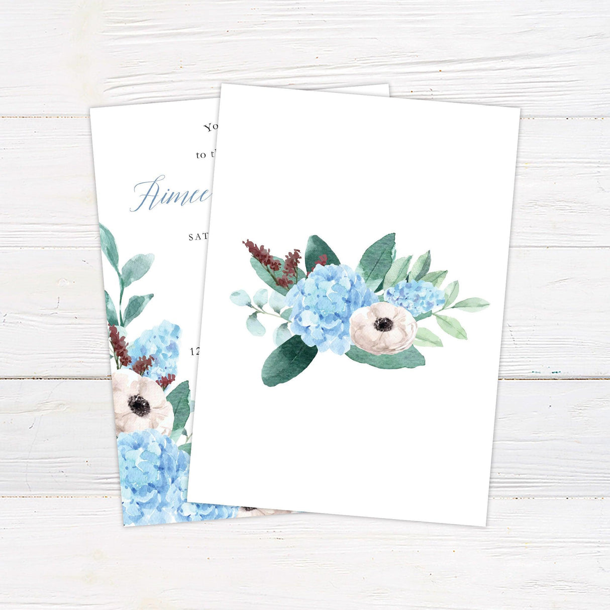 Blue Hydrangea Invitations - goprintplus