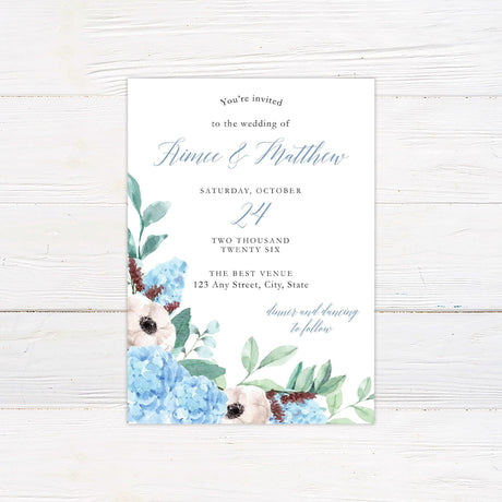 Blue Hydrangea Invitations - goprintplus