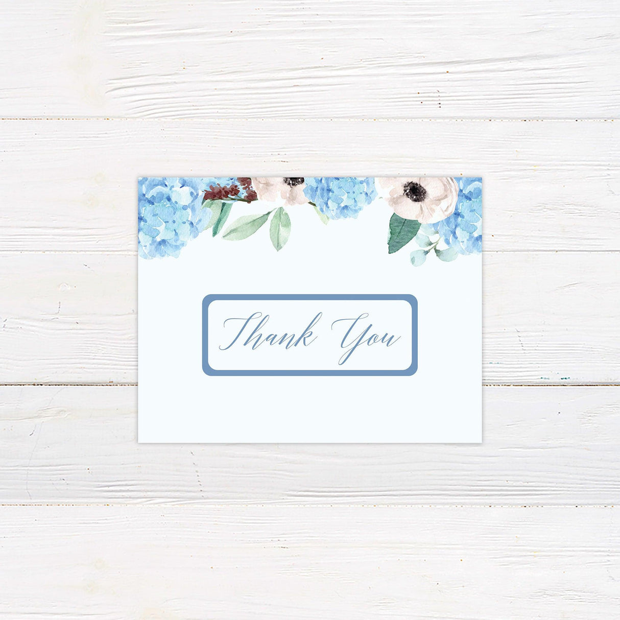 Blue Hydrangea Thank You Card - goprintplus