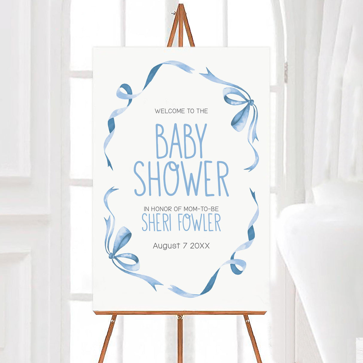 Blue Ribbons Shower Sign