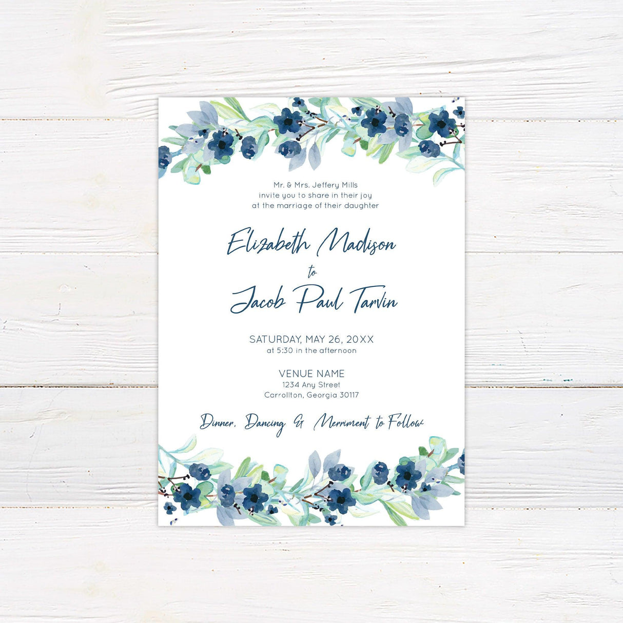 Blue Romance Invitations - goprintplus