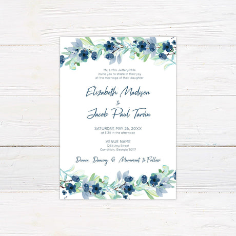 Blue Romance Invitations - goprintplus