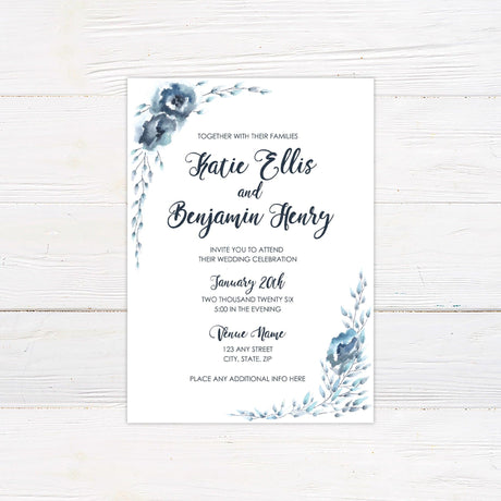 Blue Rose Invitation - goprintplus