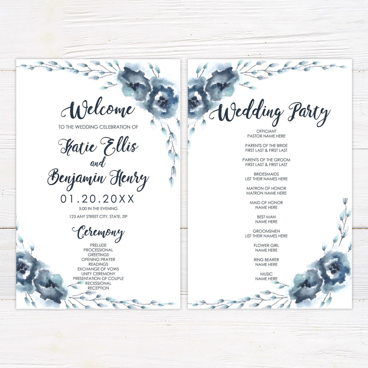 Blue Rose Invitation - goprintplus