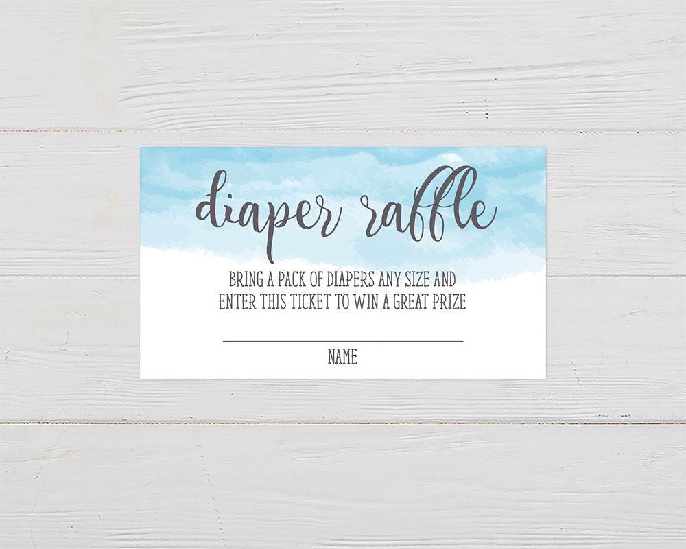 Blue Watercolor Diaper Raffle - goprintplus