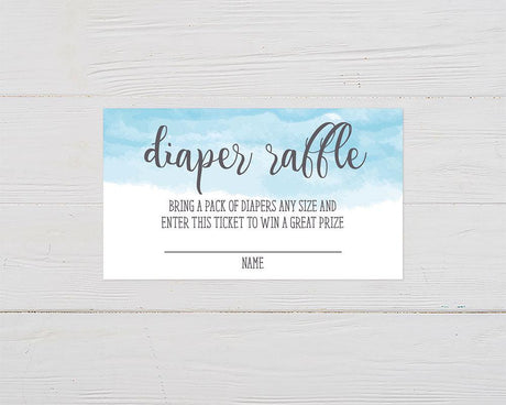 Blue Watercolor Diaper Raffle - goprintplus