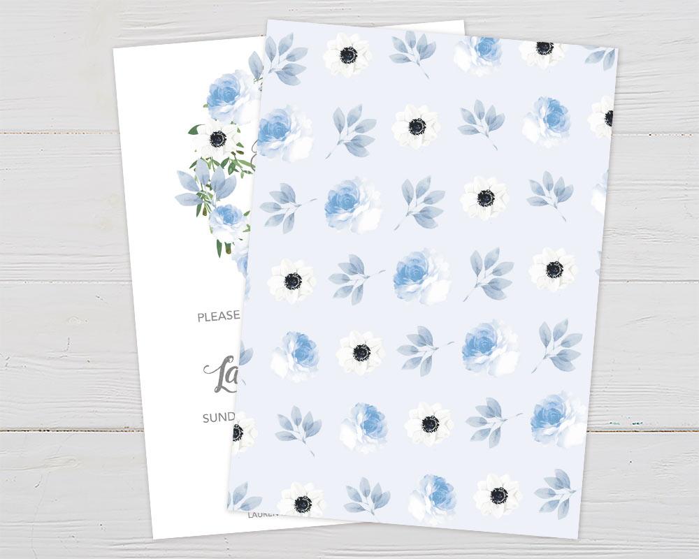 Blue Wreath Shower Invitation - goprintplus