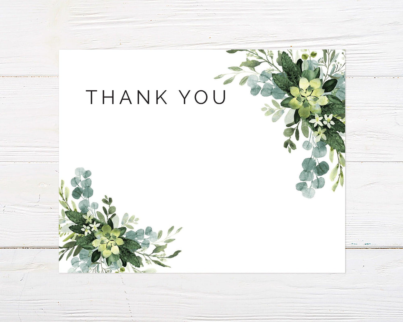 Blue Eucalyptus Thank You Card - goprintplus