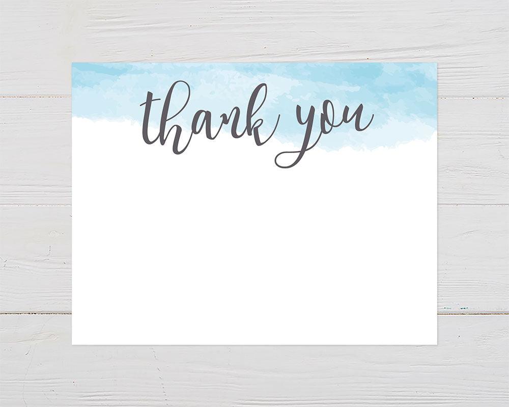 Blue Watercolor Thank You Card - goprintplus