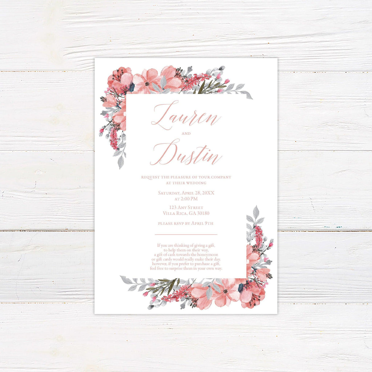 Blush Blooms Invitations - goprintplus