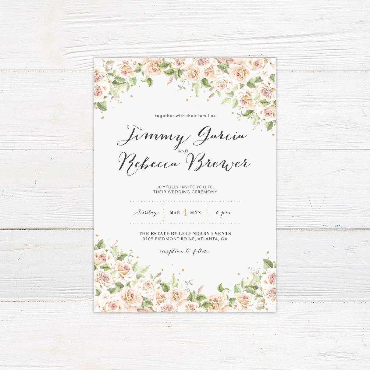 Blush Pink Roses Invitations - goprintplus