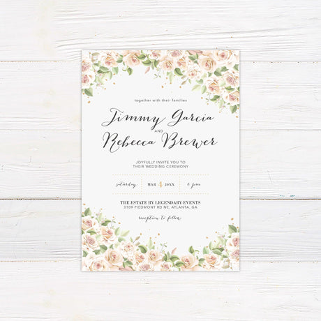 Blush Pink Roses Invitations - goprintplus