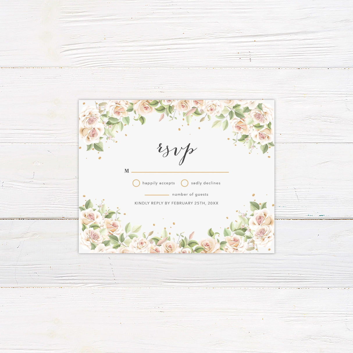 Blush Pink Roses RSVP - goprintplus