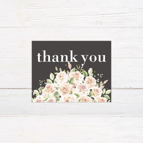 Blush Pink Roses Thank You Card - goprintplus