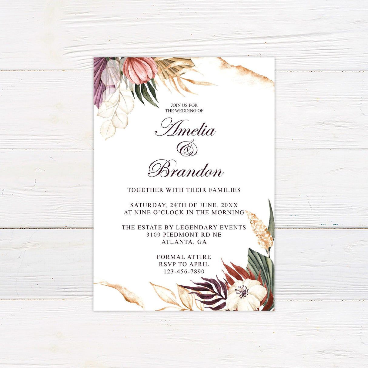 Bohemian Floral Invitations - goprintplus