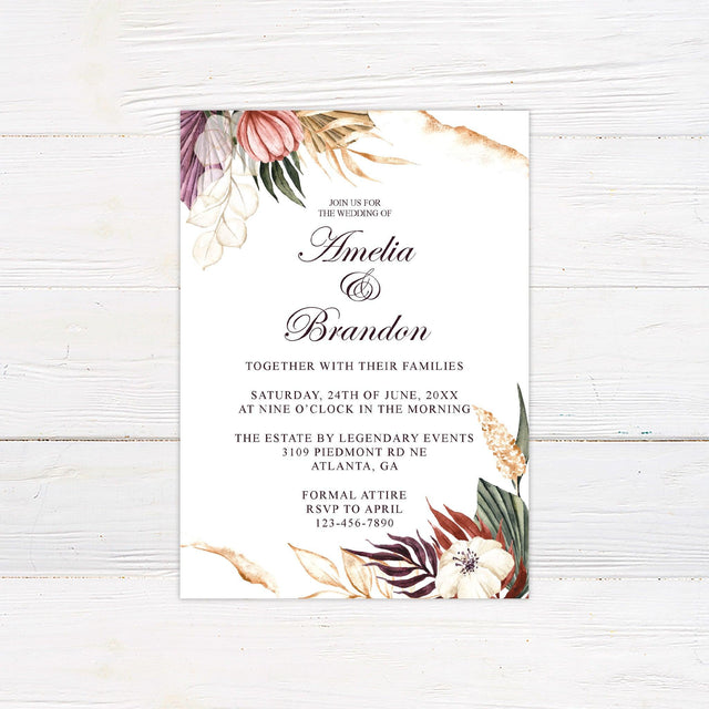 Bohemian Floral Invitations - goprintplus