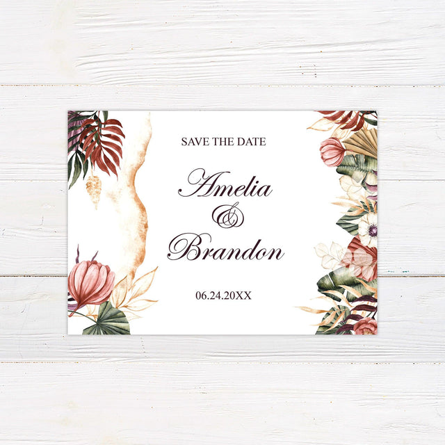 Bohemian Floral Save The Date - goprintplus