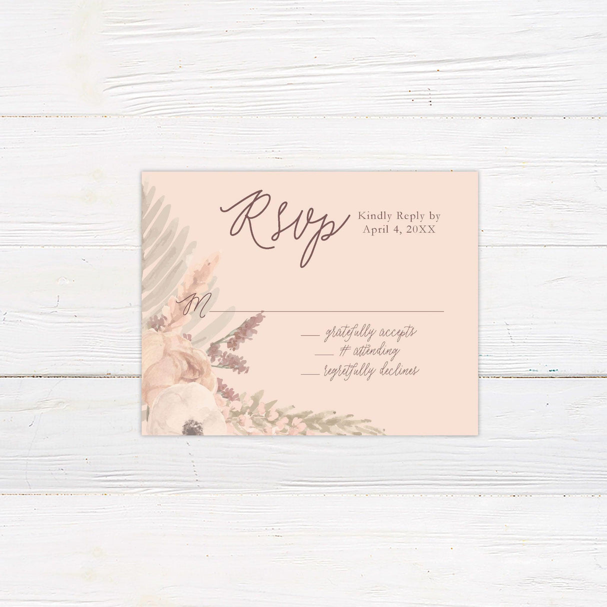 Boho Rose RSVP - goprintplus