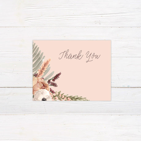 Boho Rose Thank You Card - goprintplus