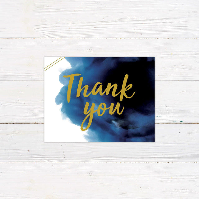 Bold Blue Watercolor Thank You Card - goprintplus