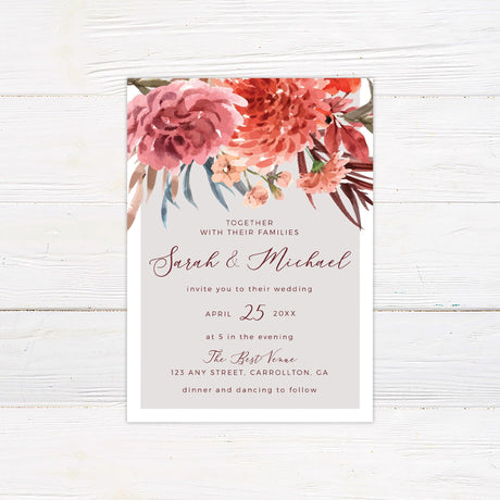 Bold Floral Bloom Invitation - goprintplus