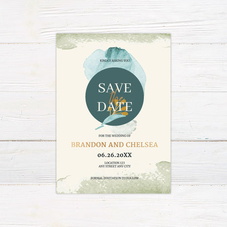 Bold Teal Abstract Invitations - goprintplus