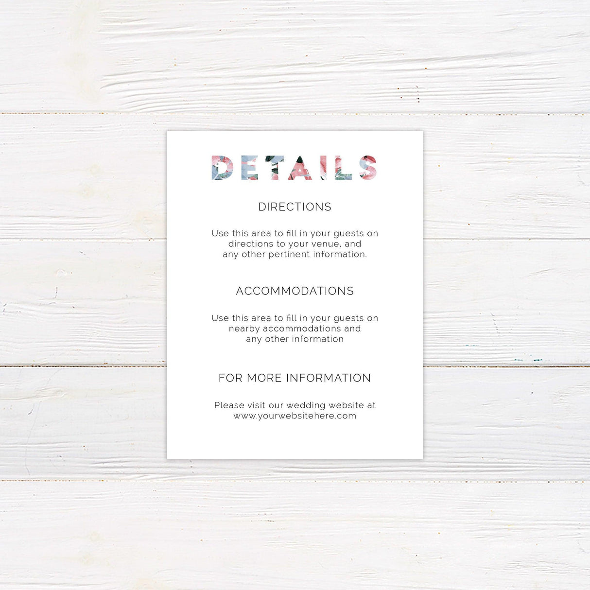 Bold Text Floral Details Cards - goprintplus