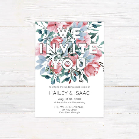 Bold Text Floral Invitations - goprintplus