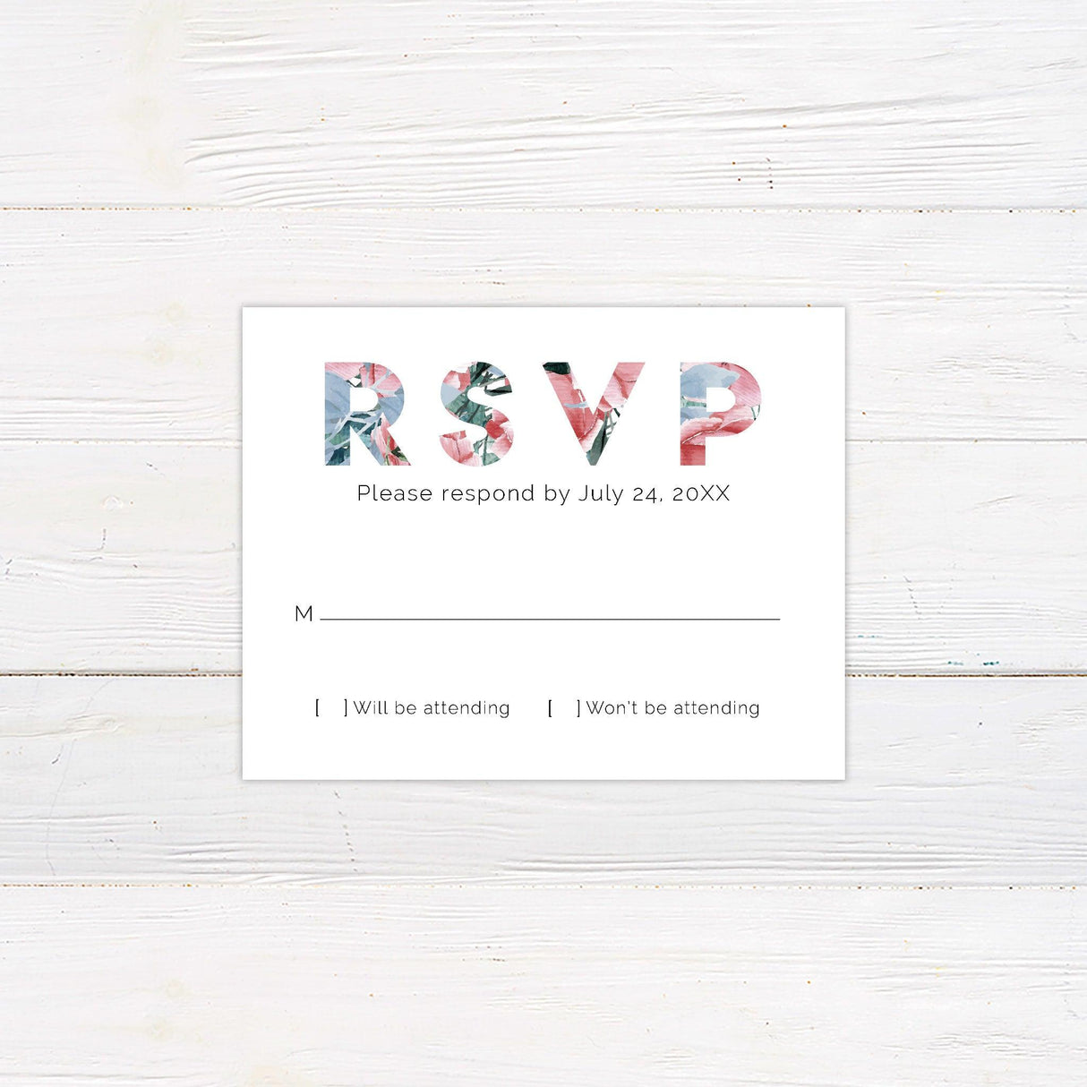 Bold Text Floral RSVP - goprintplus