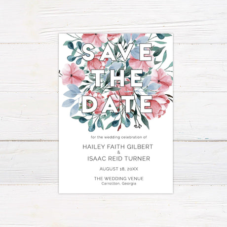 Bold Text Floral Invitations - goprintplus