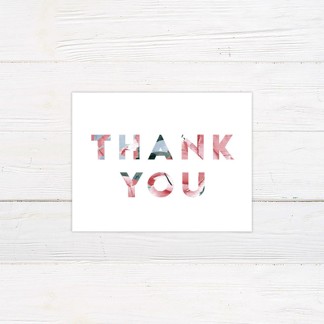 Bold Text Floral Thank You Card - goprintplus