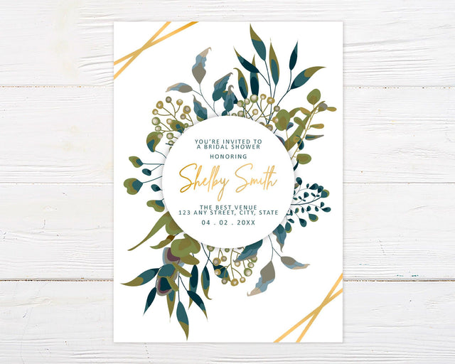 Botanical Leaves Shower Invitation - goprintplus