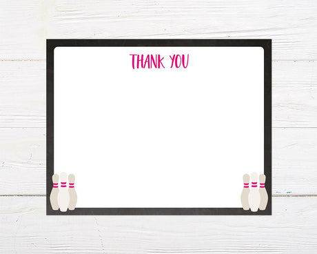 Bowling Birthday Thank You Card - goprintplus