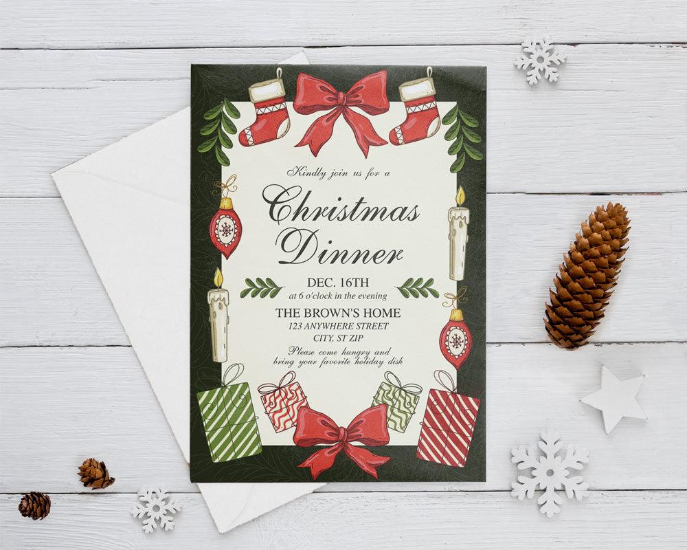Bows and Stockings Invitation