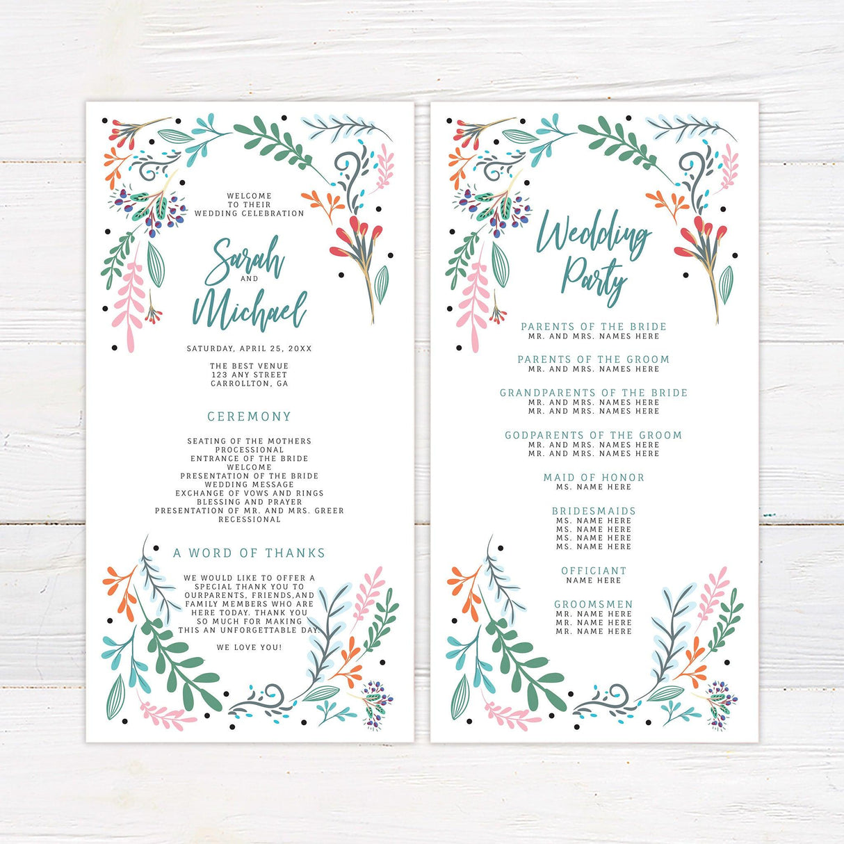 Bright Botanical Flowers Invitations - goprintplus