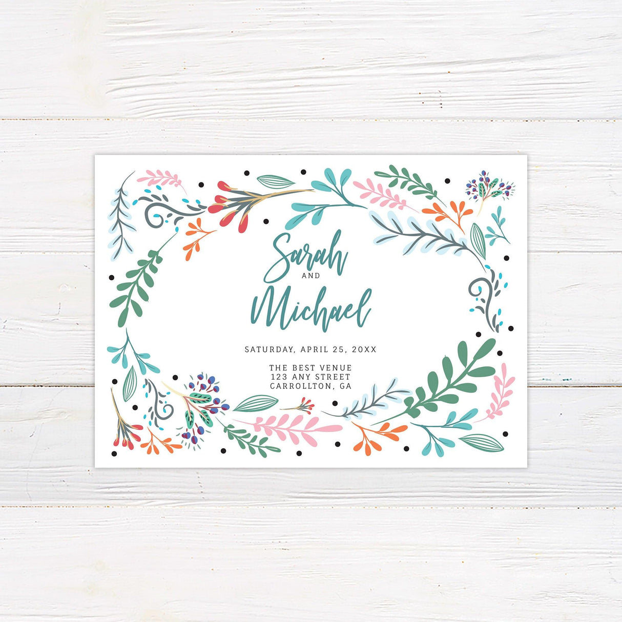 Bright Botanical Flowers Invitations - goprintplus