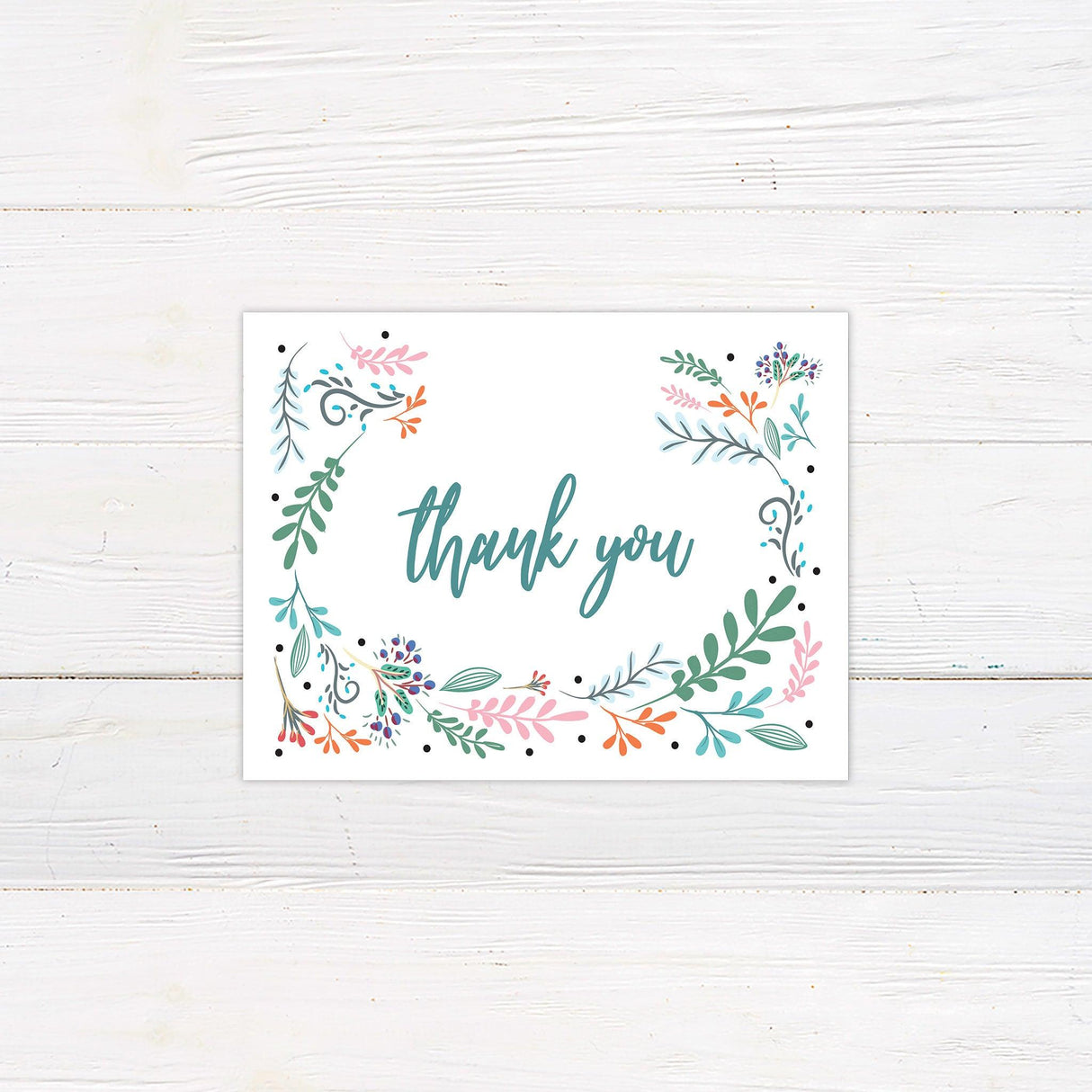 Bright Botanical Flowers Thank You Card - goprintplus