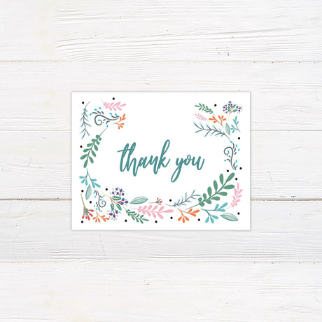 Bright Botanical Flowers Thank You Card - goprintplus