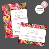 Bright Pink Floral Foil Invitation - goprintplus